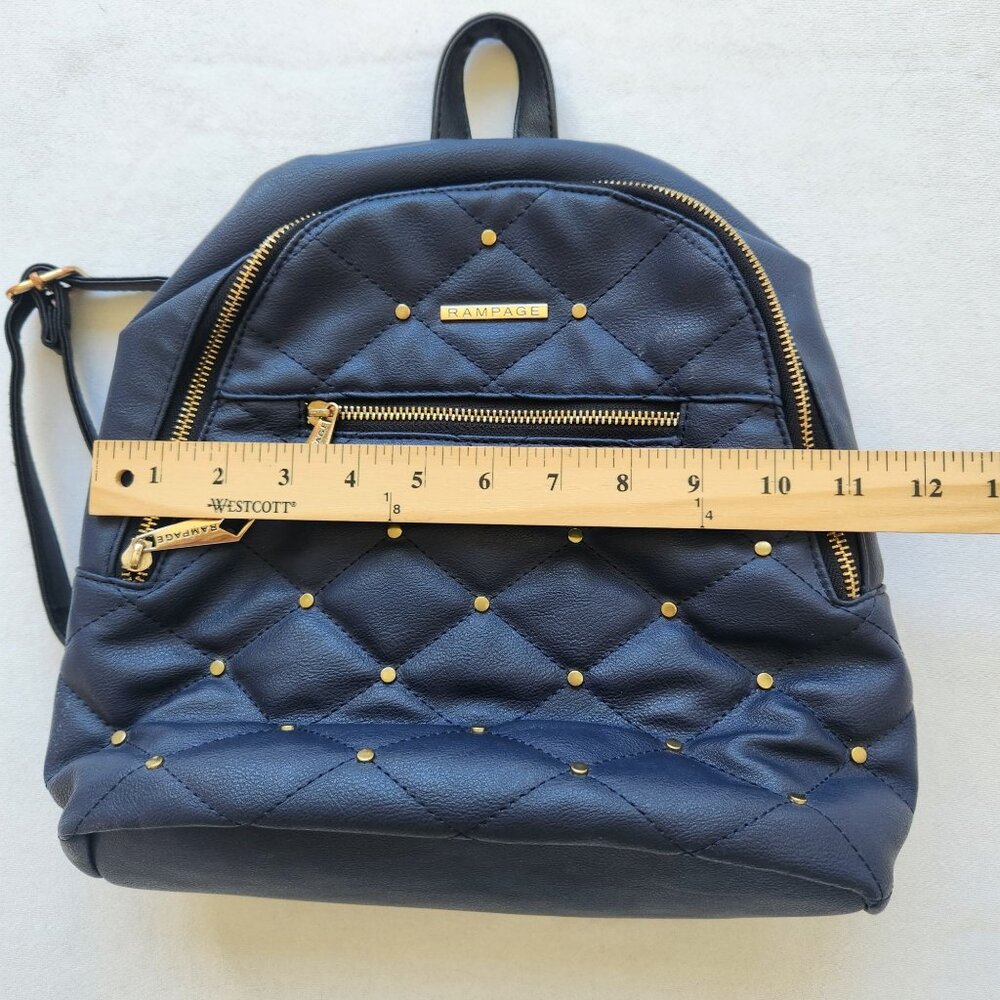 Rampage Navy Quilted Studded Faux Leather Mini Backpack Y2K Retro Cute Glam - Picture 8 of 9